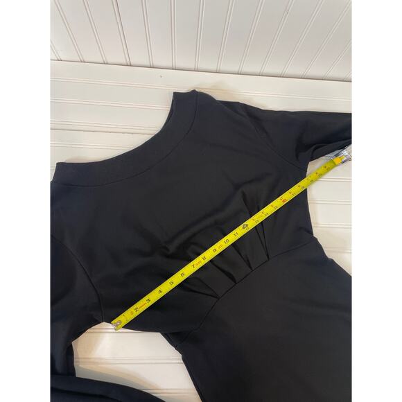 Strut & Bolt Mini Pencil Dress Womens Size S Black Off the Shoulder Long Sleeve - Picture 5 of 7